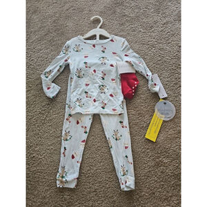 Milkberry Bamboo Christmas Pajama Set Santa Reindeer 18M